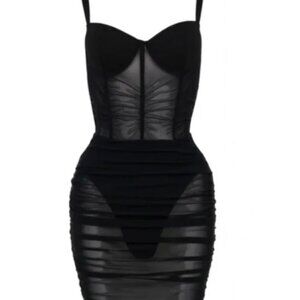 Heiress Beverly Hills Corset Dress XS Women NEW Black Mesh Mini